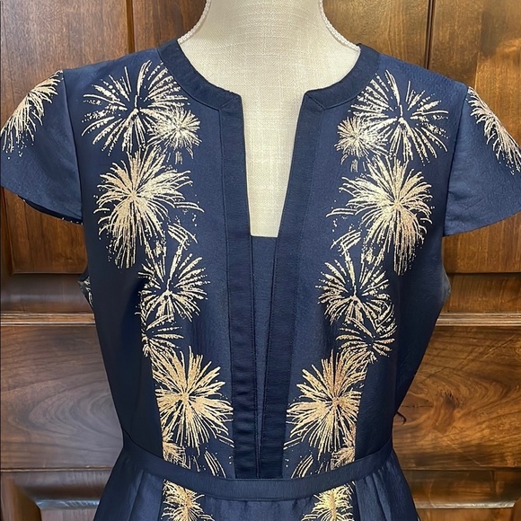 Ted Baker London Blue and Gold Midi Dress - Picture 2 of 7